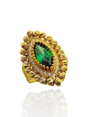 Zümrüt Taşlı Dorika Mekik 8 Ayar Altın Yüzük thumbnail 2