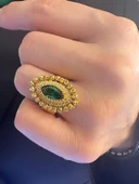 Zümrüt Taşlı Dorika Mekik 8 Ayar Altın Yüzük thumbnail 3