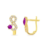 Mor Taşlı Sonsuzluk Altın Çocuk Küpesi thumbnail 1