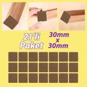 Yapışkanlı Kare Keçe Masa Sandalye Parke Zemin Ayak Koruyucu Kaydırmaz Keçesi 30x30 mm (21'Lİ PAKET) - 1