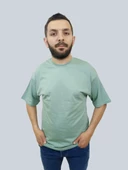 Erkek Simple Bisiklet Yaka Mint Yeşili Tişört - 5