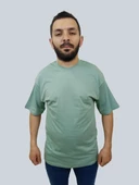 Erkek Simple Bisiklet Yaka Mint Yeşili Tişört - 1