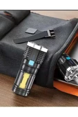 Ultra Parlak El Feneri Usb Şarj 4 Led+yan Cob Led Taktik Günlük Hayat Kamp Avcılık El Feneri - 4