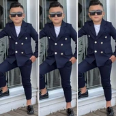 MODAVALS 4 PARÇA 6 DÜĞMELİ CEKETLİ ERKEK ÇOCUK TAKIM ELBİSE - BEYAZ TSHIRT - 3