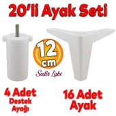 20'li Set Sedir Lüks Mobilya Kanepe Koltuk TV Ünitesi Yükseltici Destek Ayağı Ayakları 12 cm Beyaz thumbnail 1