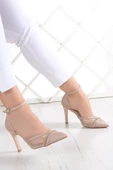 Erkan Saçmacı Kaylee Ten Saten Fileli Taşlı Stiletto - 2