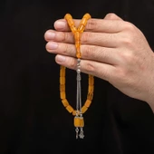 Himarry Gümüş Püskül Sıkma Kehribar Tesbih thumbnail 1