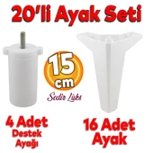 20'li Set Sedir Lüks Mobilya Kanepe Koltuk TV Ünitesi Yükseltici Destek Ayağı Ayakları 15 cm Beyaz thumbnail 1