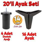 20'li Set Sedir Lüks Mobilya Kanepe Koltuk TV Ünitesi Yükseltici Destek Ayağı Ayakları 14 cm Siyah thumbnail 1