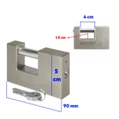 Kepenk İşyeri Kapısı Kilidi Yassı Kayar Milli Saten Asma Kilit Kapı Emniyet 90 mm 3 Anahtarlı Metal - 2