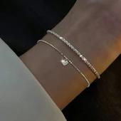 925 Ayar Gümüş Kalp Desenli Çift Bileklik: Zarafet ve Kaliteyi Bir Arada! - 2