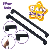 8 Adet Bihter Düz Kulp 224 mm Siyah Mutfak Kulpu Çekmece Dolap Kapak Kulbu Metal Mobilya Dolabı Kulpları thumbnail 1