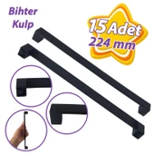 15 Adet Bihter Düz Kulp 224 mm Siyah Mutfak Kulpu Çekmece Dolap Kapak Kulbu Metal Mobilya Dolabı Kulpları - 1