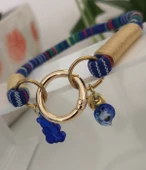 Büyük Kedi Köpek Boyun Tasması Bohem Kedi Kolyesi Yaylı Kilit 25cm - Mavi - 2