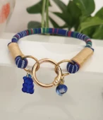 Büyük Kedi Köpek Boyun Tasması Bohem Kedi Kolyesi Yaylı Kilit 25cm - Mavi - 4