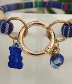 Büyük Kedi Köpek Boyun Tasması Bohem Kedi Kolyesi Yaylı Kilit 25cm - Mavi - 3