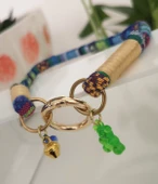 Büyük Kedi Köpek Boyun Tasması Bohem Kedi Kolyesi Yaylı Kilit 25cm - Açık mavi - 2