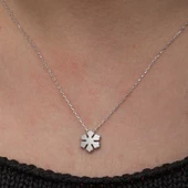 925 Ayar Gümüş Minimal Kar Tanesi Kadın Kolye - 5