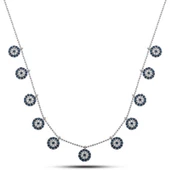 925 Ayar Gümüş Nazarlı Şans Kadın Kolye - 1