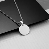 925 Ayar Gümüş Yuvarlak Plaka Kolye - 2