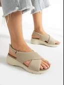 Papuçcity 02790 Orto Pedik Günlük Kadın Triko Sandalet - 1