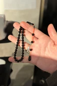 Asil Renk Bilek Boy Küre Siyah Renk Sıkma Kehribar Tesbih - 2