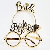 Bride Yazılı Taç ve Bride To Be Yazılı Gözlük Seti Altın Renk - 1