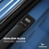 Vegmann Tartılı Scadel Mavi Orta Boy Valiz - 1