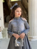 Uğurböceğiçocuk Omuz Taşlı Püsküllü Kız Çocuk 5 Parça Kot Elbise - 8