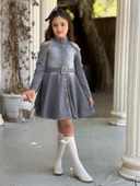 Uğurböceğiçocuk Omuz Taşlı Püsküllü Kız Çocuk 5 Parça Kot Elbise - 3