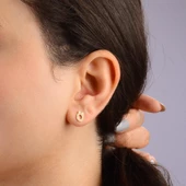 14 Ayar Altın Taşlı Ö Harf Küpe 0,52 gr - 2