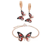 925 ayar Gümüş Mine İşçilikli Masumiyet Bileklik Küpe Set - 2