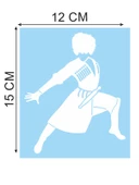 Kafkas Çerkes Dansçı Folyo Kesim Etiket (Beyaz-Sağ) 15 Cm - 2