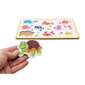 Montessori Deniz Hayvanları Ahşap Bultak Puzzle, Yapboz Seti / Eğitici, Öğretici ve Güvenli Çocuk Oyuncağı - 2