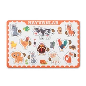 Montessori Çiftlik Hayvanları Ahşap Bultak Puzzle, Yapboz Seti / Eğitici, Öğretici ve Güvenli Çocuk Oyuncağı - 3