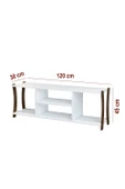 Mila Beyaz Ahşap Raflı Televizyon Sehpası, Tv Ünitesi, Tv Sehpası / 120x30 Cm / Şık ve Ergonomik - 3
