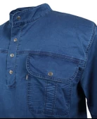 Erkek Büyük Beden 120 Kilo-178 Kilo Arası İçin Uygun Kısa Kol Kot Gömlek Dekons DeepBlue - 4