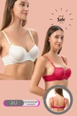 Shopidik  Kırmızı Beyaz Günlük Dolgulu 2 Li Mikro Sütyen - 1
