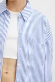 Çizgili Poplin Gömlek Mavi thumbnail 5