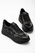 Paraşüt Malzeme Kalın Taban Bağlı Siyah Kadın Spor Ayakkabı thumbnail 1