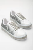 Rugan Taban Bağcık Taşlı Gümüş Beyaz Kadın Spor Ayakkabı thumbnail 1
