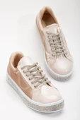 Rugan Taban Bağcık Taşlı Gümüş Nude Kadın Spor Ayakkabı thumbnail 1