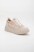 Paraşüt Malzeme Kalın Taban Bağlı Bej Kadın Spor Ayakkabı thumbnail 4