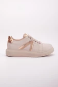 Cilt Parlak Şeritli Balon Taban Bağcıklı Nude Kadın Spor Ayakkabı thumbnail 3