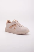 Cilt Parlak Şeritli Balon Taban Bağcıklı Nude Kadın Spor Ayakkabı thumbnail 4