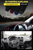 Volkswagen Polo (2010-2019) 3d Torpido Koruma Kılıfı - Ön Göğüs Kaplama - Kırmızı Şerit - 1