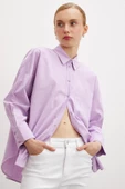 Regular Fit Poplin Gömlek Lila - 1