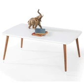 60x100 cm Ahşap Lüx Ayaklı Orta Sehpa Beyaz A12 - 1