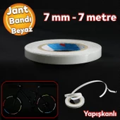 Yapışkanlı Neon Bisiklet Motosiklet Araba Jant Bandı 7 mm X 7 metre Beyaz Reflektif Parlayan Bant thumbnail 1
