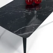 60x100 cm Ahşap Ayaklı Orta Sehpa Siyah Mermer A4 - 2